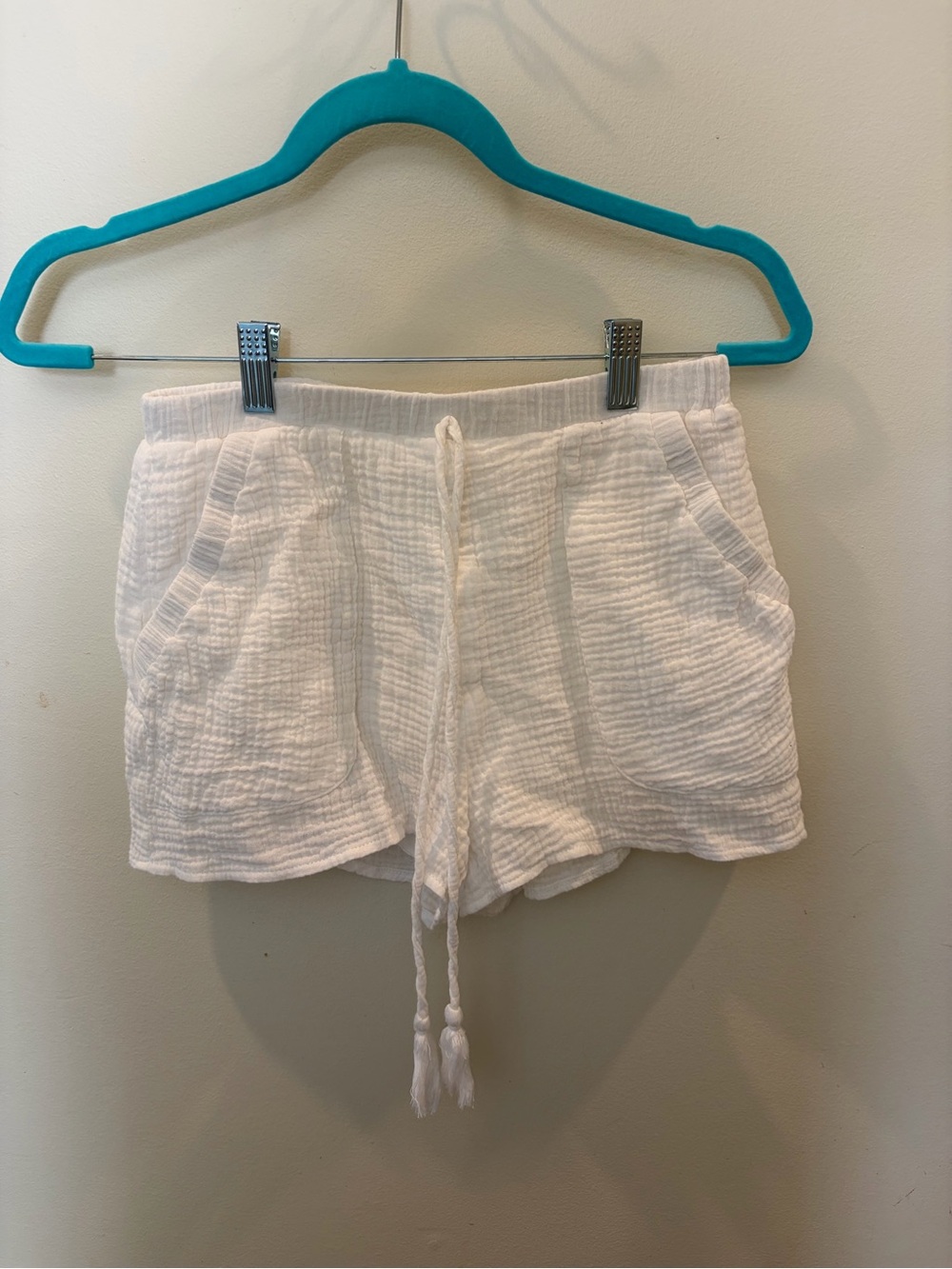 Altar'd State White Textured Drawstring High-Waist Shorts